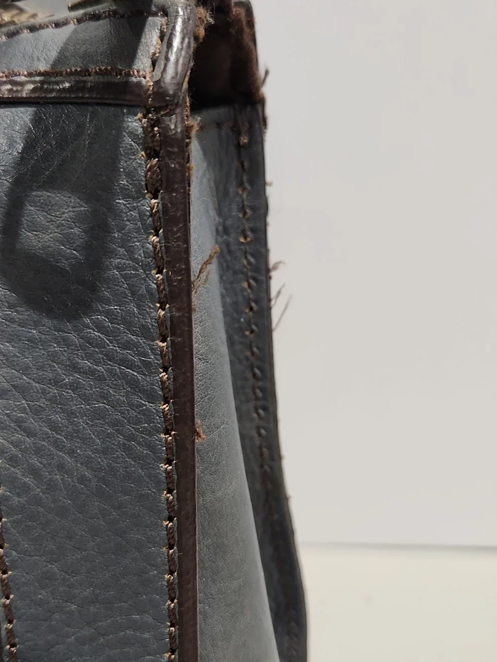 Fossil Vintage Reissue Leather Handbag Satchel Slate Blue With Key Accessory
